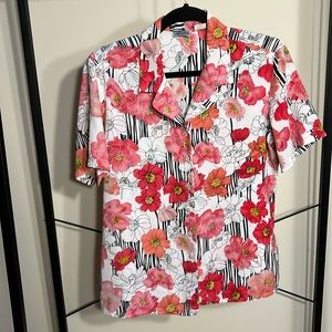 Vintage Anna pink and black floral button down